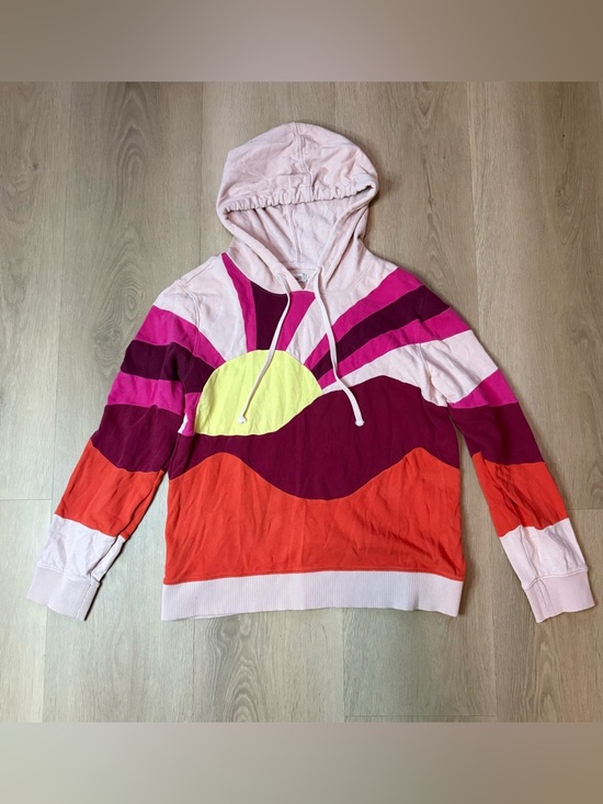 Faherty Tops - Faherty Soleil Hoodie - Maroon Banner Sunset size small